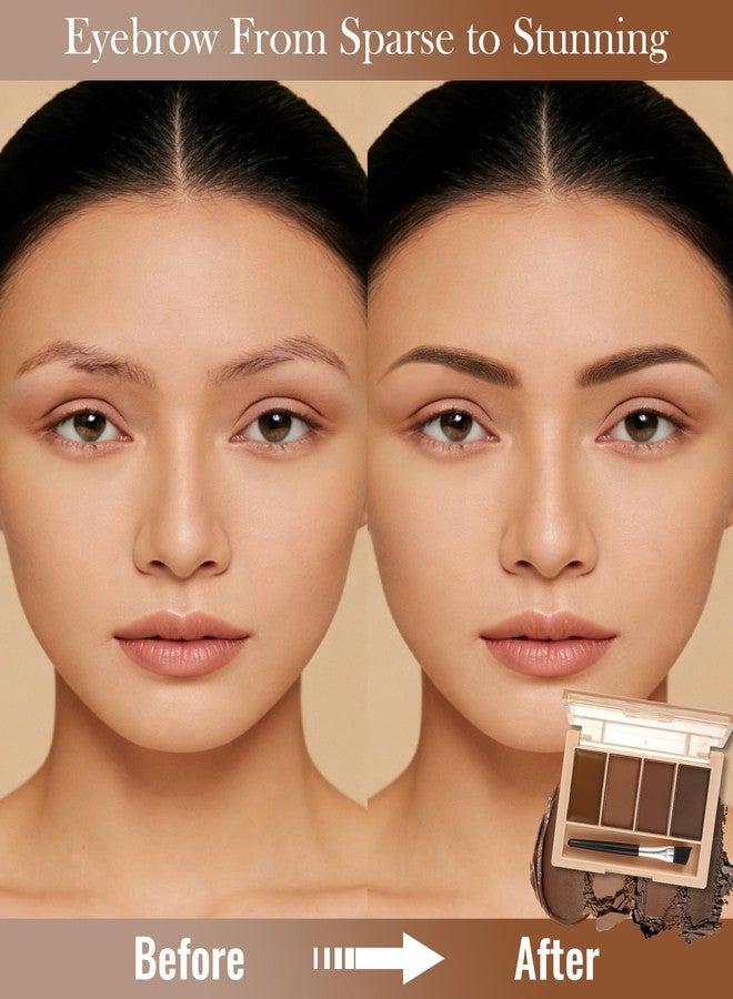 LYSdefeu Eyebrow Powder Brow Cream Makeup Kit,4 Colors Waterproof Long-Lasting Eye Brow Powder, Light Medium Dark Brown Eyebrow Filler Contour Palette,Sculpt Full Makeup Gift Set for Women with Brush Razor-01 - Image 4